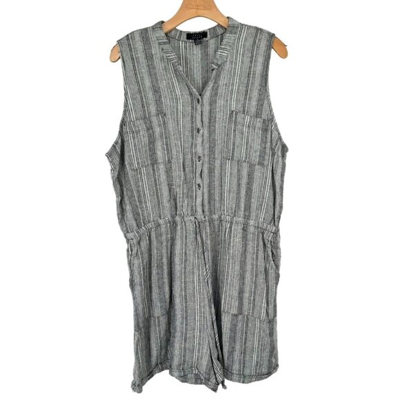 Kelly Renée Striped Sleeveless Romper shorts size  XL Linen Blend womens - Picture 6 of 7